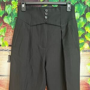 Boutique Slacks Womens S/M High Rise Black Skinny Ankle Buttons Front Crease